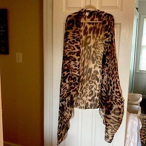 Large rectangular, leopard print, chiffon scarf or wrap, 70” x 40”